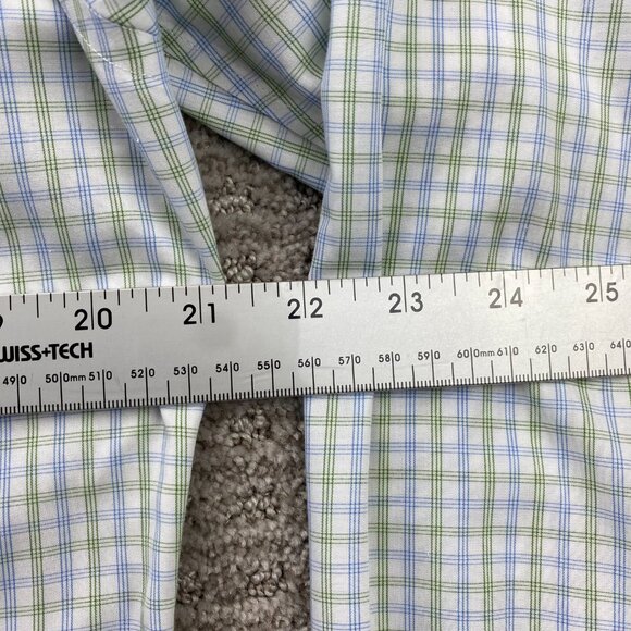 Brooks Brothers Button Up Shirt Men 15-32 Slim Fit Non-Iron White Green Check - Picture 8 of 9